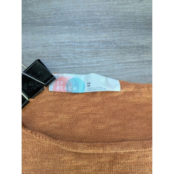 FP Free People Beach Sweater Oversized Women's XS Orange Short Sleeve - Picture 4 of 6